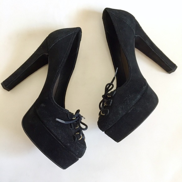Joie Black Suede Platform Pumps Heels Size 8.5 - Picture 3 of 8
